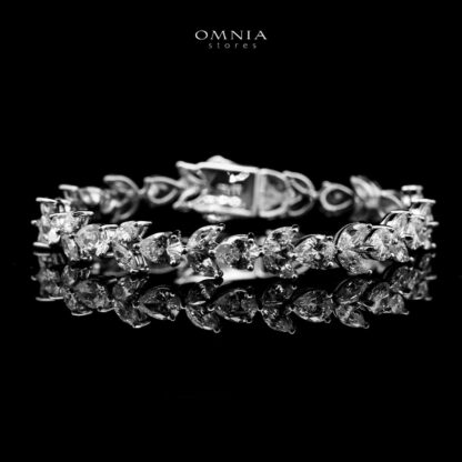 Omnia Farhah Silver Bracelet in 925 Silver with High-Quality White Simulated Diamonds - Image 2