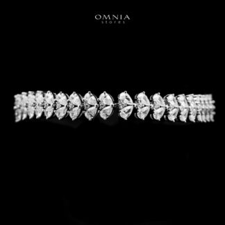 Omnia Ghazeeah Silver Bracelet in 925 Silver with High-Quality White Simulated Diamonds