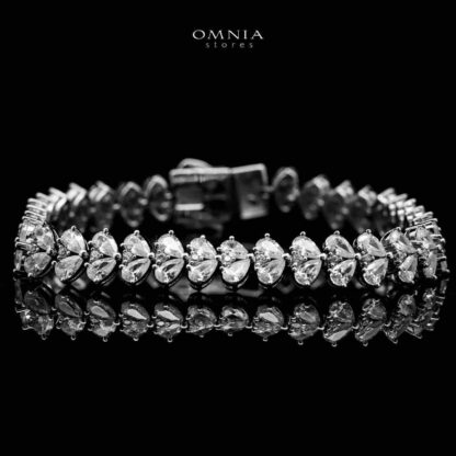 Omnia Ghazeeah Silver Bracelet in 925 Silver with High-Quality White Simulated Diamonds - Image 2