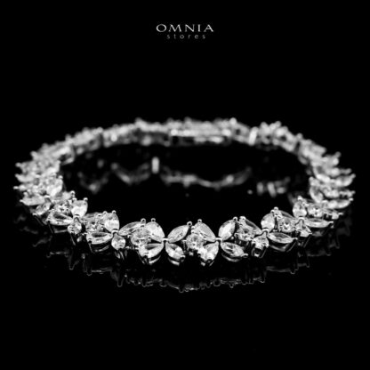 Omnia Lazina Silver Bracelet in 925 Silver with High-Quality White Simulated Diamonds - Image 2