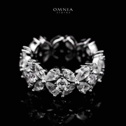 Omnia Asfiya Silver Ring in 925 Silver with High-Quality White Simulated Diamonds - Image 2