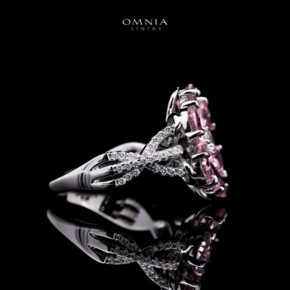 Omnia Chafia Silver 0.75 Carat Ring 925 Silver High Quality Pink Simulated Diamond Stones - Image 3