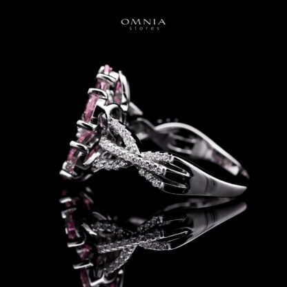 Omnia Chafia Silver 0.75 Carat Ring 925 Silver High Quality Pink Simulated Diamond Stones - Image 2
