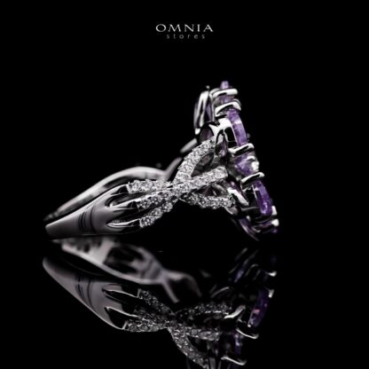 Omnia Chafia Silver 0.75 Carat Ring 925 Silver High Quality Purple Simulated Diamond Stones - Image 3