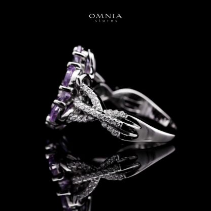 Omnia Chafia Silver 0.75 Carat Ring 925 Silver High Quality Purple Simulated Diamond Stones - Image 2