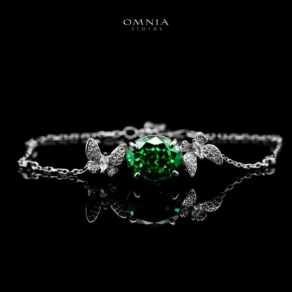 Omnia Maysun Bracelet In 925 Silver High Quality Green Simulated Diamonds - Image 2