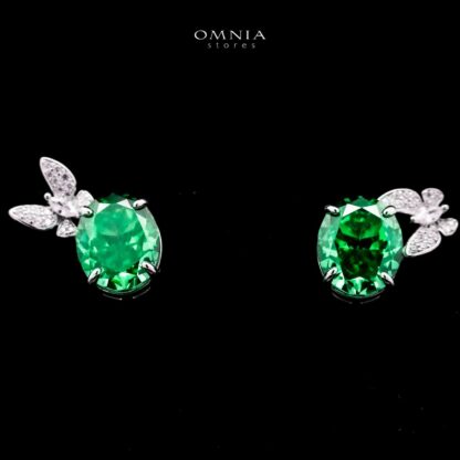 Omnia Maysun Earrings In 925 Silver High Quality Green Simulated Diamonds - Image 2