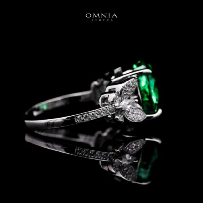 Omnia Maysun Ring In 925 Silver High Quality Green Simulated Diamonds - Image 3