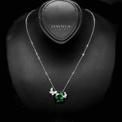 Omnia Maysun Necklace In 925 Silver High Quality Green Simulated Diamonds - Image 2