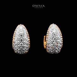 Omnia Taheera Gold Plated Earrings in 925 Silver with High-Quality White Simulated Diamonds