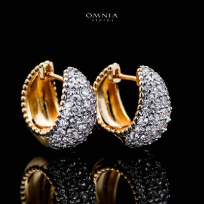 Omnia Taheera Gold Plated Earrings in 925 Silver with High-Quality White Simulated Diamonds - Image 3