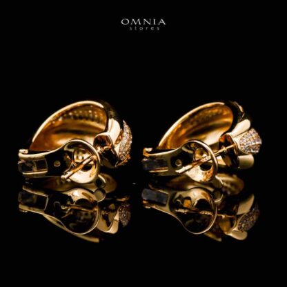 Omnia Elira Gold Plated Earrings in 925 Silver with High-Quality Green Simulated Diamonds - Image 2
