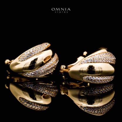Omnia Elira Gold Plated Earrings in 925 Silver with High-Quality Green Simulated Diamonds - Image 3