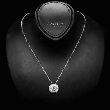 Omnia Ghita White Princess Cut Statement Necklace in 925 Silver with High-Quality Simulated Diamonds - Image 2