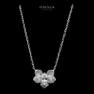 Omnia Barirah Silver Necklace in 925 Silver with High-Quality White Simulated Diamonds