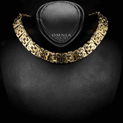 Omnia Arousah Copper Plated Gold Color Necklace,Bracelet & Earrings Set in High-Quality 15mm Stainless Steel - Image 2