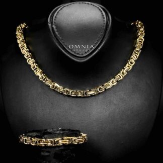 Omnia Badiyah 18k Gold Plated Necklace & Bracelet Set in High-Quality 6mm Stainless Steel