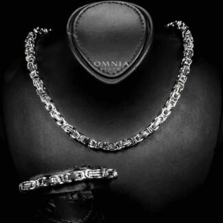 Omnia Badiyah Silver Color Necklace & Bracelet Set in High-Quality 6mm Stainless Steel