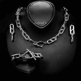Omnia Nimrah Silver Color Necklace,Bracelet and Earrings Set in High-Quality 10.3mm Stainless Steel