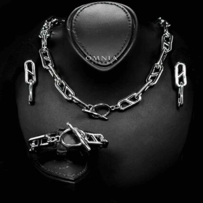 Omnia Nimrah Silver Color Necklace,Bracelet and Earrings Set in High-Quality 10.3mm Stainless Steel