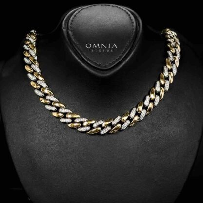 Omnia Khadra Copper Plated Gold Color Necklace,Bracelet and Silver Color Earrings Set in High-Quality 12mm Stainless Steel - Image 2