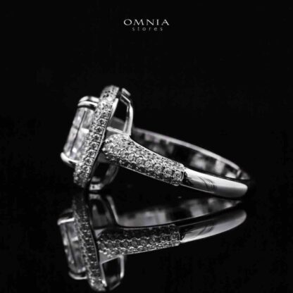 Omnia Liana Radiant Cut Ring in 92.5 Silver with High Quality Simulated Diamonds - Image 2