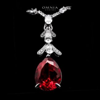 Omnia Munthira Silver Pendant Only In 925 Silver Certifited High Quality Red Lab Grown Stones