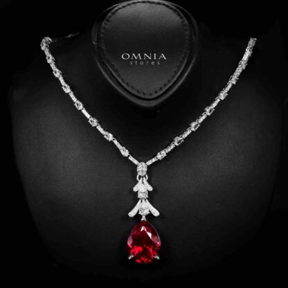 Omnia Munthira Silver Pendant Only In 925 Silver Certifited High Quality Red Lab Grown Stones - Image 2