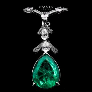 Omnia Lamees Silver Pendant Only In 925 Silver High Quality Green Lab Grown Stones