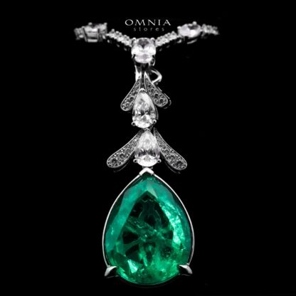 Omnia Lamees Silver Pendant Only In 925 Silver High Quality Green Lab Grown Stones