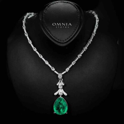 Omnia Lamees Silver Pendant Only In 925 Silver High Quality Green Lab Grown Stones - Image 2