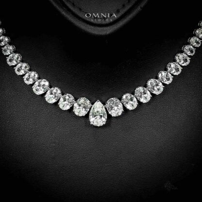 Omnia Sirah Necklace 925 Silver in High Quality White Simulated Diamonds Stones - Image 2