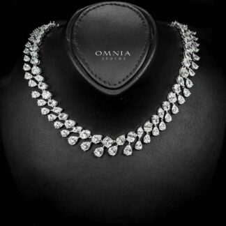 Omnia Zubaida Necklace 925 Silver in High Quality White Simulated Diamonds Stones