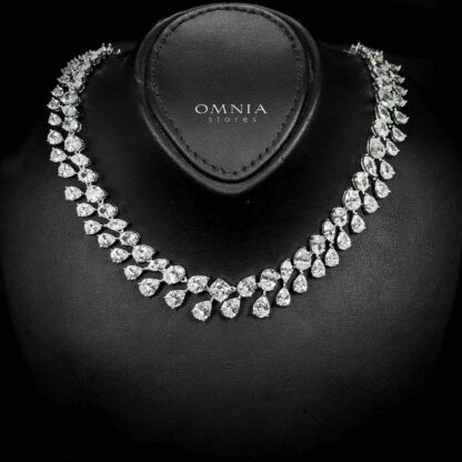 Omnia Zubaida Necklace 925 Silver in High Quality White Simulated Diamonds Stones