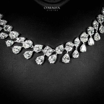Omnia Zubaida Necklace 925 Silver in High Quality White Simulated Diamonds Stones - Image 2