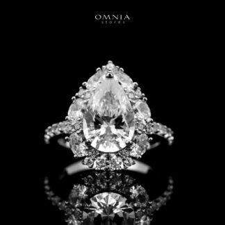 Omnia Taleeda Silver Ring in 925 Silver with High Quality White Simulated Diamonds Stones