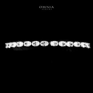 Omnia Wadiah Silver Bracelet 925 Silver in High Quality White Simulated Diamonds Stones