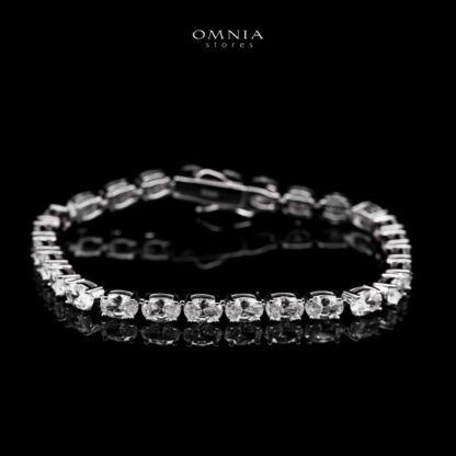 Omnia Wadiah Silver Bracelet 925 Silver in High Quality White Simulated Diamonds Stones - Image 2