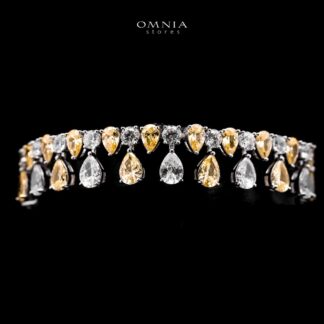 Omnia Asil Bracelet 925 Silver in High Quality Yellow and White Simulated Diamonds Stones