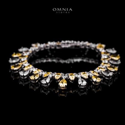 Omnia Asil Bracelet 925 Silver in High Quality Yellow and White Simulated Diamonds Stones - Image 2