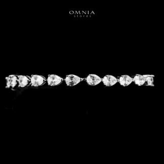 Omnia Naelah Silver Bracelet 925 Silver in High Quality White Simulated Diamonds Stones