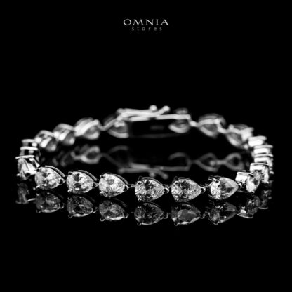 Omnia Naelah Silver Bracelet 925 Silver in High Quality White Simulated Diamonds Stones - Image 2