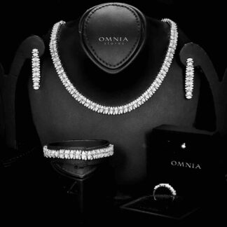 Omnia Manahil Bridal Full Set in High Quality Zircon Stone Rhodium Plated