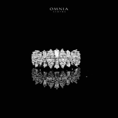 Omnia Manahil Bridal Full Set in High Quality Zircon Stone Rhodium Plated - Image 3