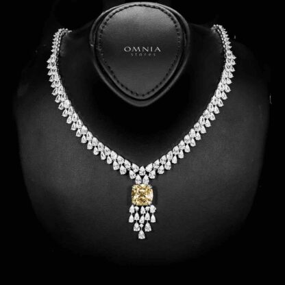 Omnia Nazaha Bridal Full Set in Rhodium Plated with High Quality White and Yellow Zircon Stones - Image 2