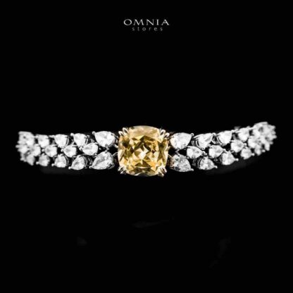 Omnia Nazaha Bridal Full Set in Rhodium Plated with High Quality White and Yellow Zircon Stones - Image 5