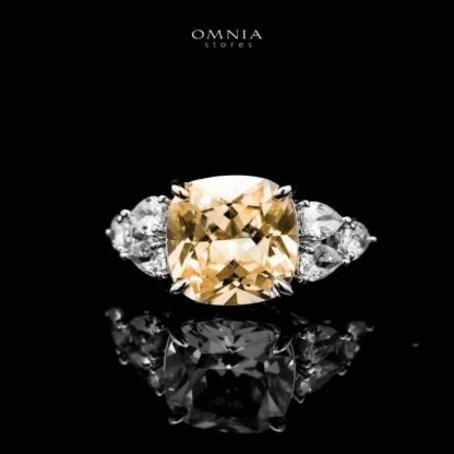 Omnia Nazaha Bridal Full Set in Rhodium Plated with High Quality White and Yellow Zircon Stones - Image 4