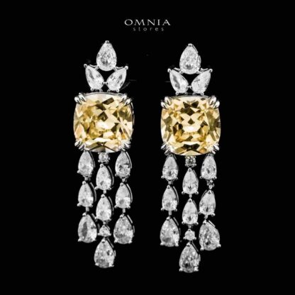 Omnia Nazaha Bridal Full Set in Rhodium Plated with High Quality White and Yellow Zircon Stones - Image 3