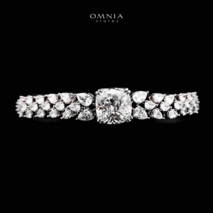 Omnia Nazaha Bridal Full Set in Rhodium Plated with High Quality White Zircon Stones - Image 3