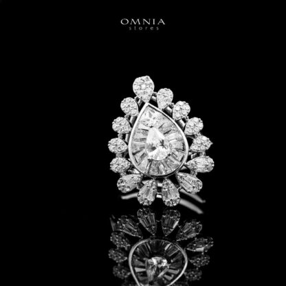 Omnia Ahad Bridal White Long Chain Set In Rhodium Plated With High Quality Zircon Stones - Image 4